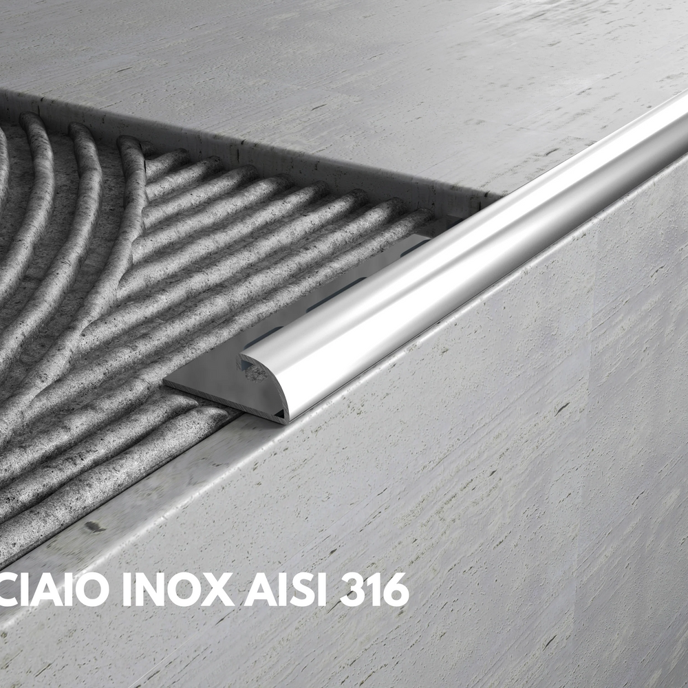 Profilo in ACCIAIO INOX AISI 316 sezione tonda per scale e gradini