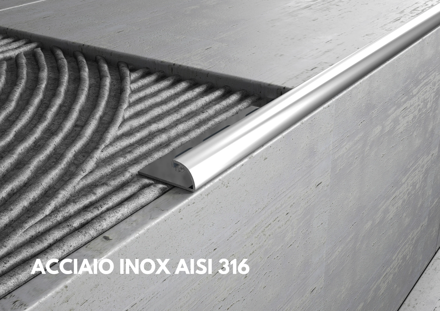 Profilo in ACCIAIO INOX AISI 316 sezione tonda per scale e gradini