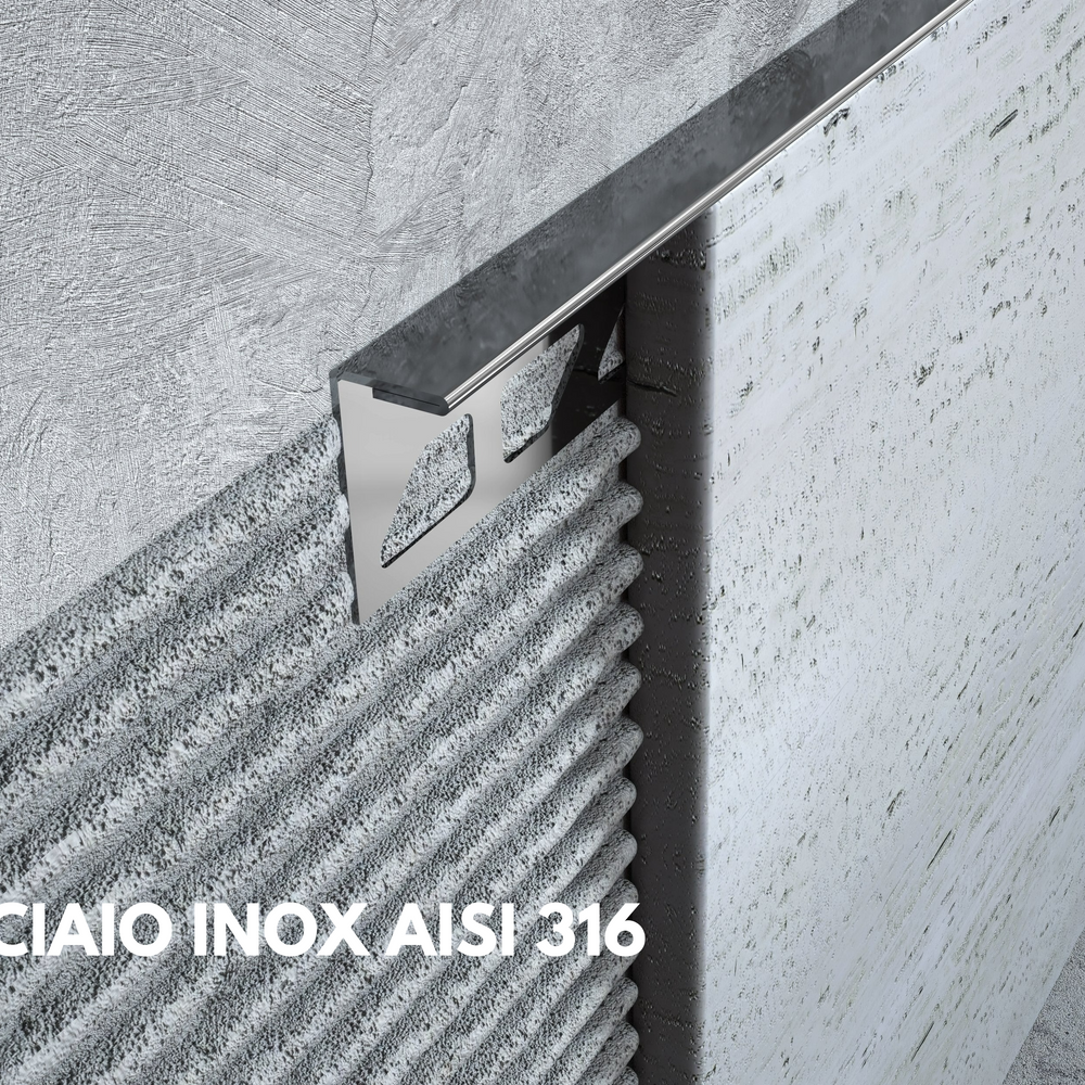 Profilo terminale e delimitazione in ACCIAIO INOX AISI 316. Barra 2.7 m