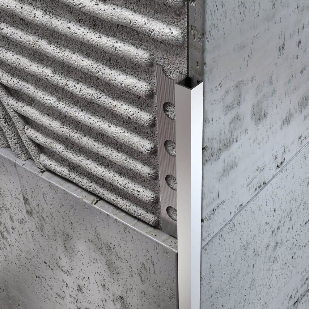 Profilo in Alluminio Inox Angolare Quadro per Piastrelle